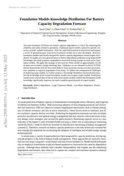 Foundation Models Knowledge Distillation For Battery Capacity Degradation Forecast