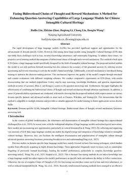 Fusing Bidirectional Chains of Thought and Reward Mechanisms A Method for Enhancing Question-Answering Capabilities of Large Language Models for Chinese Intangible Cultural Heritage