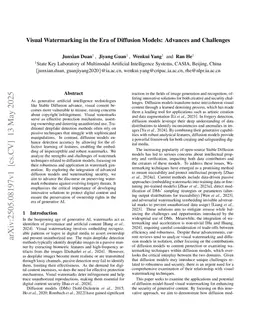 Visual Watermarking in the Era of Diffusion Models: Advances and Challenges