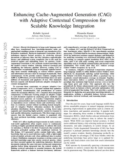Enhancing Cache-Augmented Generation (CAG) with Adaptive Contextual Compression for Scalable Knowledge Integration