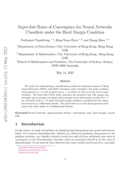 Super-fast rates of convergence for Neural Networks Classifiers under the Hard Margin Condition