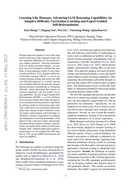 Learning Like Humans: Advancing LLM Reasoning Capabilities via Adaptive Difficulty Curriculum Learning and Expert-Guided Self-Reformulation