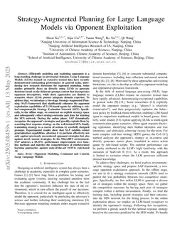 Strategy-Augmented Planning for Large Language Models via Opponent Exploitation