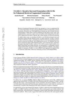 IterKey: Iterative Keyword Generation with LLMs for Enhanced Retrieval Augmented Generation