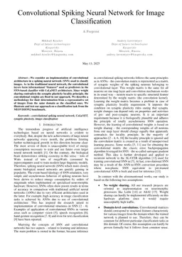 Convolutional Spiking Neural Network for Image Classification