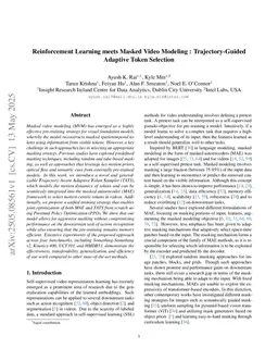Reinforcement Learning meets Masked Video Modeling : Trajectory-Guided Adaptive Token Selection