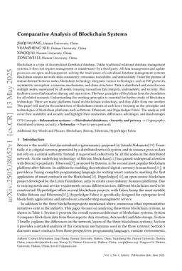 Comparative Analysis of Blockchain Systems