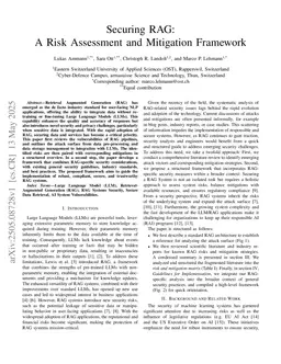 Securing RAG: A Risk Assessment and Mitigation Framework