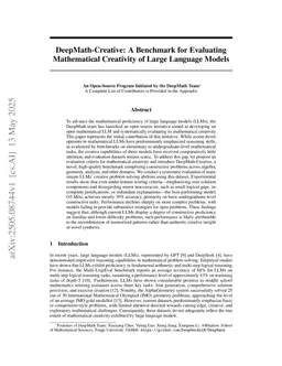 DeepMath-Creative: A Benchmark for Evaluating Mathematical Creativity of Large Language Models