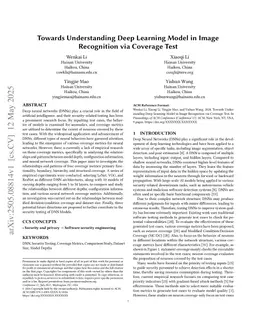 Towards Understanding Deep Learning Model in Image Recognition via Coverage Test