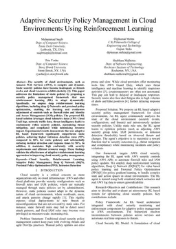 Adaptive Security Policy Management in Cloud Environments Using Reinforcement Learning
