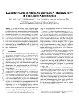 Evaluating Simplification Algorithms for Interpretability of Time Series Classification