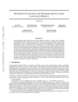 Optimized Couplings for Watermarking Large Language Models