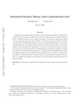 Statistical Decision Theory with Counterfactual Loss