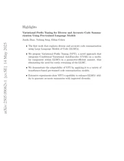 Variational Prefix Tuning for Diverse and Accurate Code Summarization Using Pre-trained Language Models