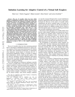 Imitation Learning for Adaptive Control of a Virtual Soft Exoglove