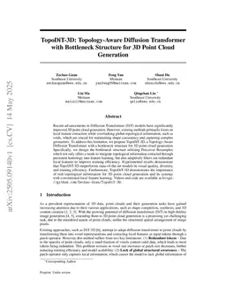 TopoDiT-3D: Topology-Aware Diffusion Transformer with Bottleneck Structure for 3D Point Cloud Generation