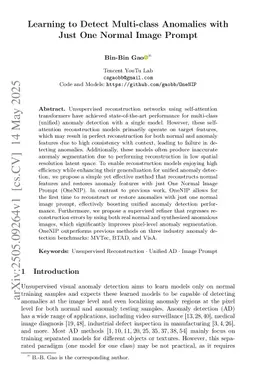 Learning to Detect Multi-class Anomalies with Just One Normal Image Prompt