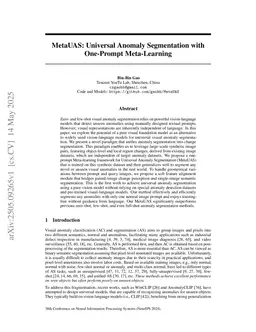 MetaUAS: Universal Anomaly Segmentation with One-Prompt Meta-Learning