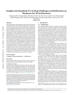 Insights into DeepSeek-V3: Scaling Challenges and Reflections on Hardware for AI Architectures