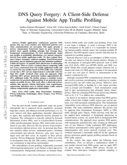 DNS Query Forgery: A Client-Side Defense Against Mobile App Traffic Profiling