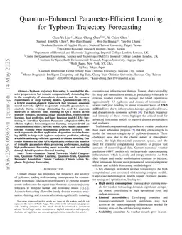 Quantum-Enhanced Parameter-Efficient Learning for Typhoon Trajectory Forecasting