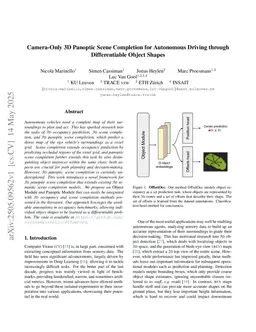 Camera-Only 3D Panoptic Scene Completion for Autonomous Driving through Differentiable Object Shapes