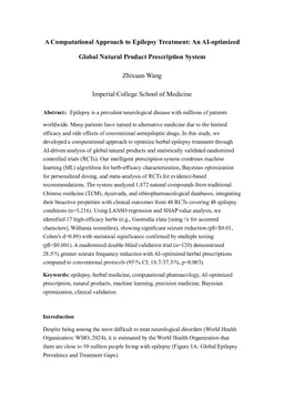 A Computational Approach to Epilepsy Treatment: An AI-optimized Global Natural Product Prescription System