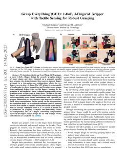 Grasp EveryThing (GET): 1-DoF, 3-Fingered Gripper with Tactile Sensing for Robust Grasping