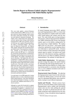 Interim Report on Human-Guided Adaptive Hyperparameter Optimization with Multi-Fidelity Sprints