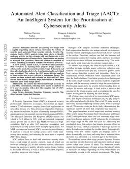 Automated Alert Classification and Triage (AACT): An Intelligent System for the Prioritisation of Cybersecurity Alerts