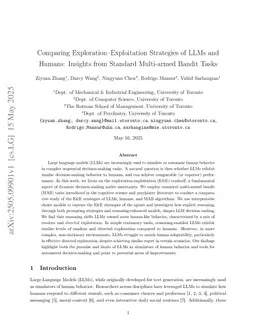 Comparing Exploration-Exploitation Strategies of LLMs and Humans: Insights from Standard Multi-armed Bandit Experiments