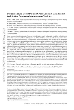 DeFeed: Secure Decentralized Cross-Contract Data Feed in Web 3.0 for Connected Autonomous Vehicles