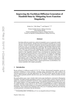 Improving the Euclidean Diffusion Generation of Manifold Data by Mitigating Score Function Singularity