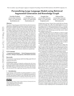 Personalizing Large Language Models using Retrieval Augmented Generation and Knowledge Graph