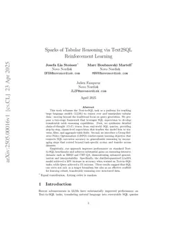 Sparks of Tabular Reasoning via Text2SQL Reinforcement Learning