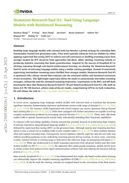 Nemotron-Research-Tool-N1: Exploring Tool-Using Language Models with Reinforced Reasoning