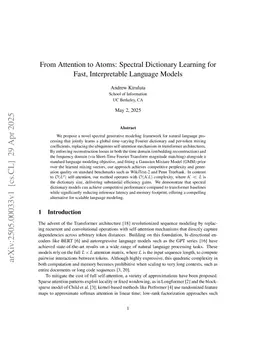 From Attention to Atoms: Spectral Dictionary Learning for Fast, Interpretable Language Models