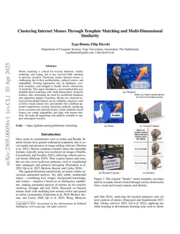 Clustering Internet Memes Through Template Matching and Multi-Dimensional Similarity