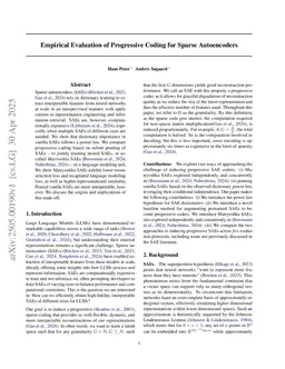 Empirical Evaluation of Progressive Coding for Sparse Autoencoders