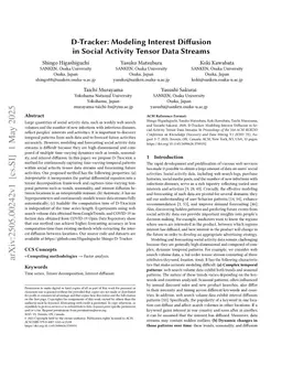 D-Tracker: Modeling Interest Diffusion in Social Activity Tensor Data Streams