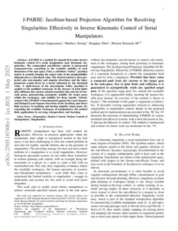 J-PARSE: Jacobian-based Projection Algorithm for Resolving Singularities Effectively in Inverse Kinematic Control of Serial Manipulators