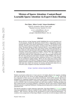 Mixture of Sparse Attention: Content-Based Learnable Sparse Attention via Expert-Choice Routing