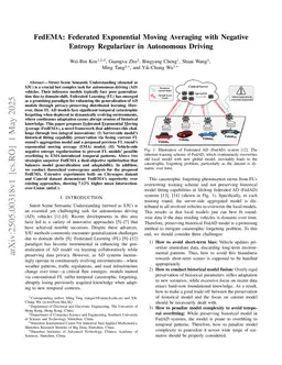 FedEMA: Federated Exponential Moving Averaging with Negative Entropy Regularizer in Autonomous Driving