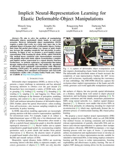 Implicit Neural-Representation Learning for Elastic Deformable-Object Manipulations