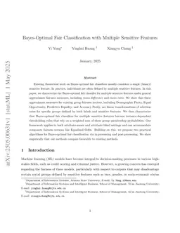 Bayes-Optimal Fair Classification with Multiple Sensitive Features