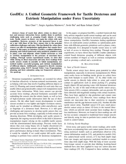 GeoDEx: A Unified Geometric Framework for Tactile Dexterous and Extrinsic Manipulation under Force Uncertainty