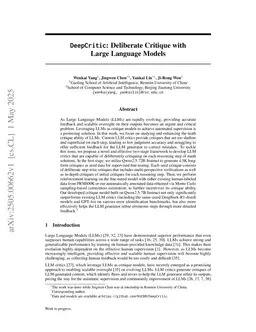 DeepCritic: Deliberate Critique with Large Language Models