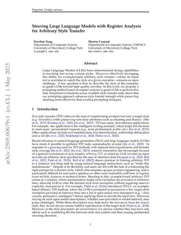 Steering Large Language Models with Register Analysis for Arbitrary Style Transfer