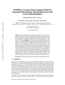 SmallPlan: Leverage Small Language Models for Sequential Path Planning with Simulation-Powered, LLM-Guided Distillation